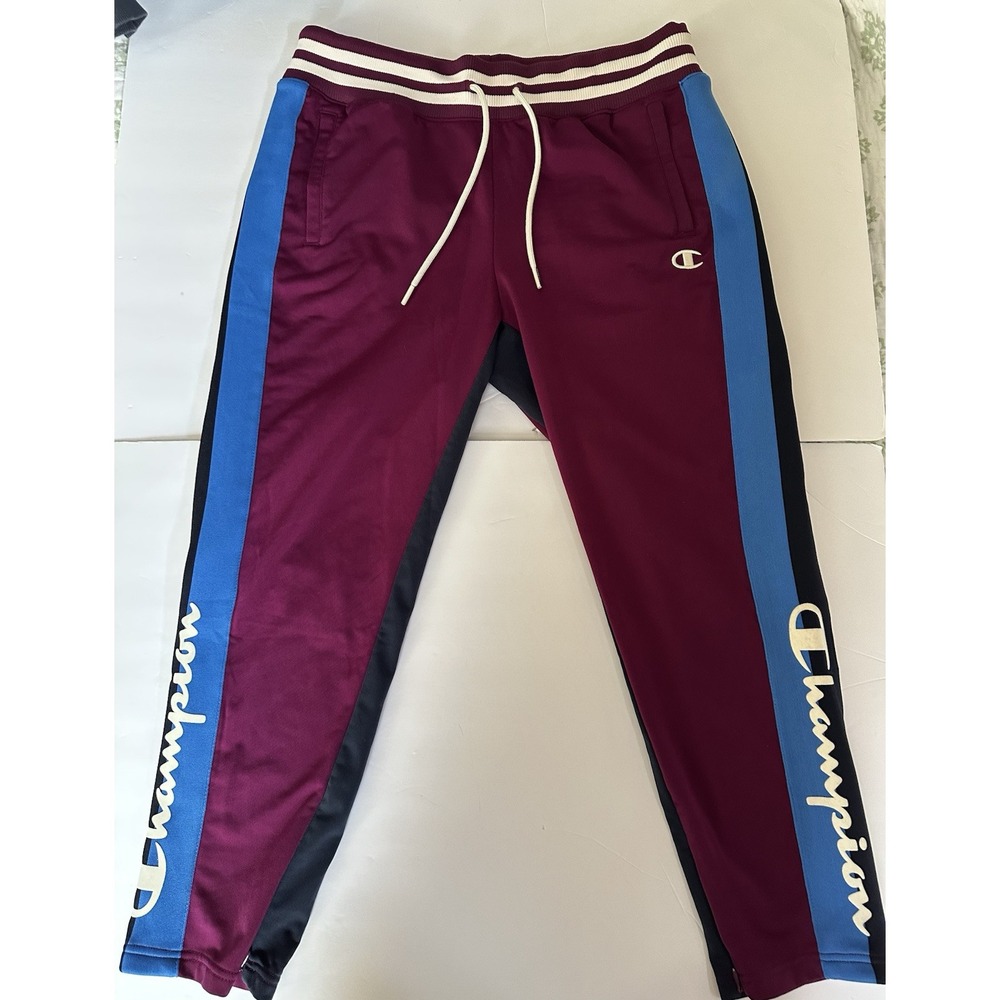 Champion women's vintage sweatpants burgundy/plum spell out Large